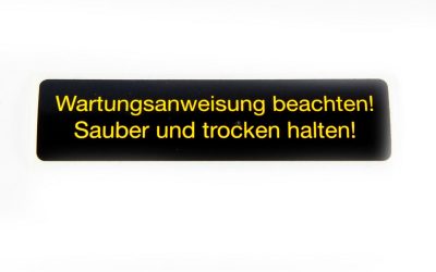 Aufkleber -Wartungsanweisung beachten-